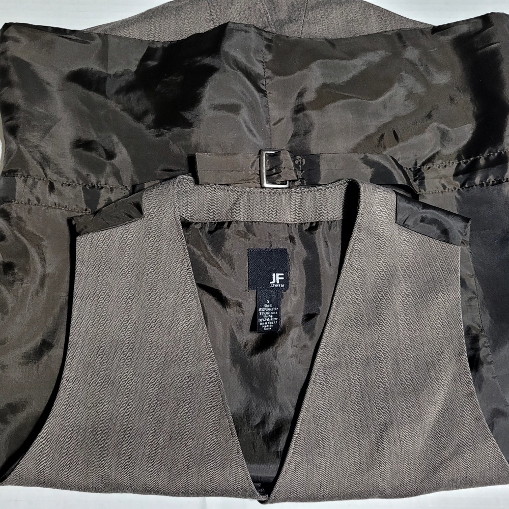J.Ferrar Holiday Suit Vest Slim Fit Light Brown, Sz Small Buttons Sleeveless - Picture 5 of 9